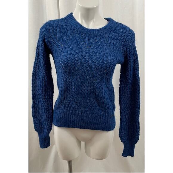 50% OFF Abercrombie & Fitch Sweater Knit Blue Heather Crew Neck Diamond Pattern - Picture 1 of 7